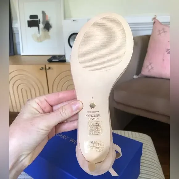 NWT Stuart Weitzman Nudist Bow with Crystals Suede Heels Size 7 - Picture 5 of 11